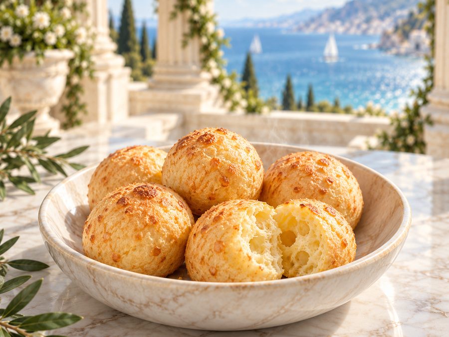 Pães de queijo artesanais recém-assados